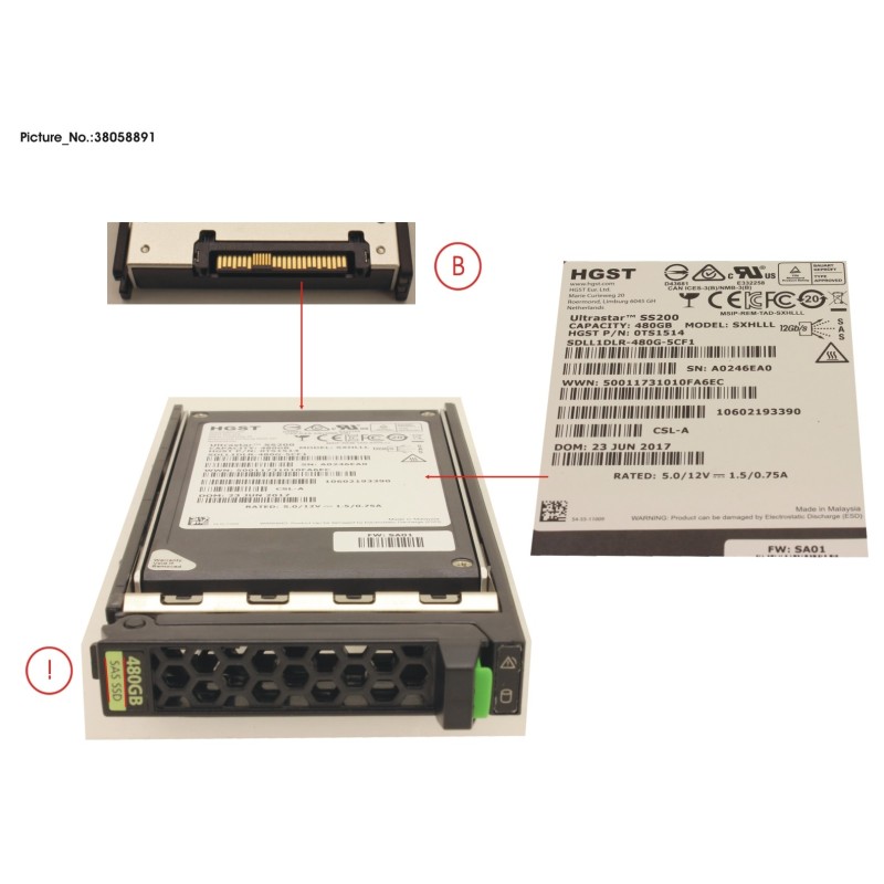 38058891 - SSD SAS 12G 480GB READ-INT. 2.5  H-P EP