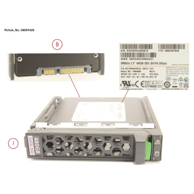 38059420 - SSD SATA 6G 480GB MIXED-USE 2.5  H-P EP