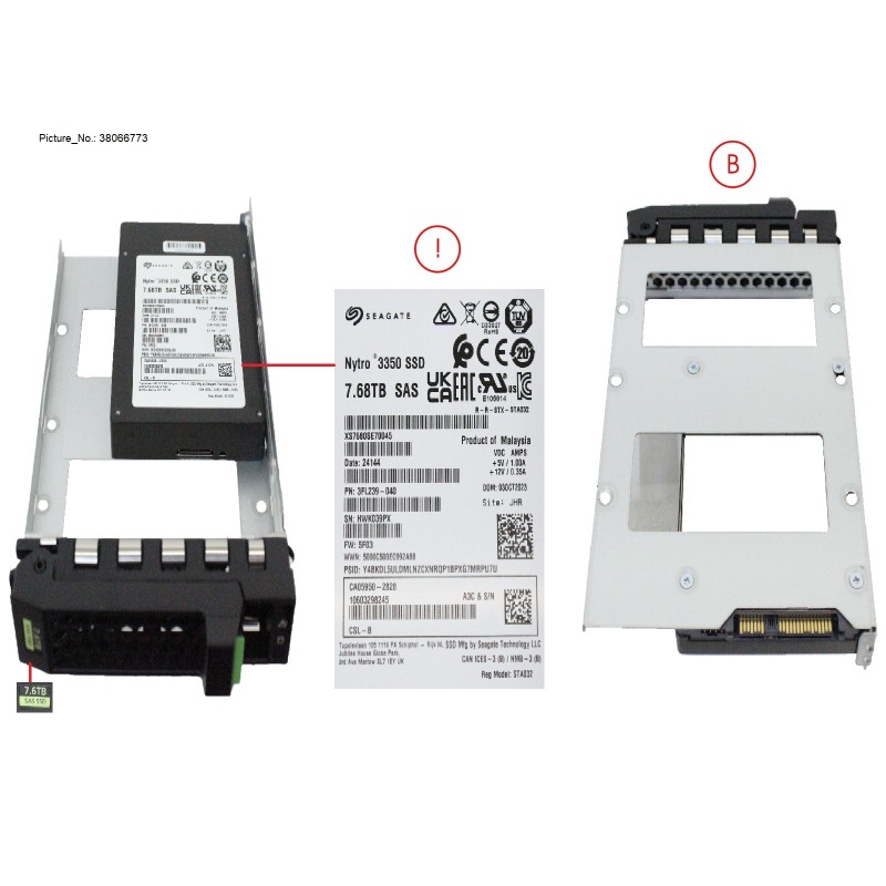 38066773 - SSD SAS 12G RI 7.68TB IN LFF SLIM