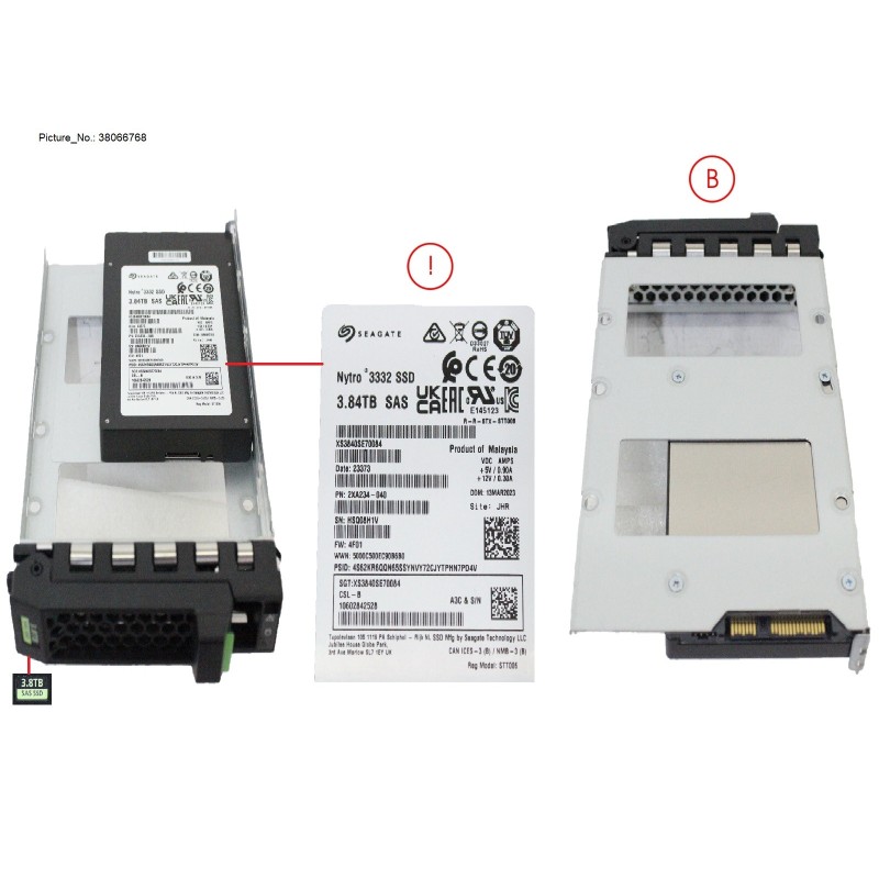 38066768 - SSD SAS 12G RI 3.84TB IN LFF SLIM