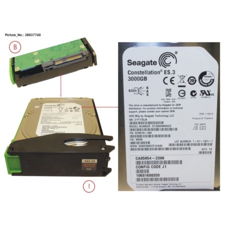 38037760 - DX S3 HD-DE HD NLSAS 3TB 7.2KRPM 3.5  X1
