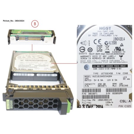 38043024 - JX40 S2 2.5  HD SAS 450GB 10k 12G 512E