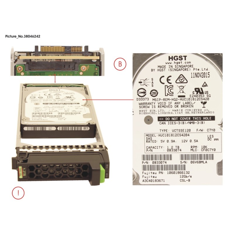 38046242 - JX40 S2 HD DRIVE SAS 1.2TB 10K 12G 512E