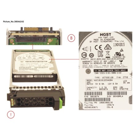 38046242 - JX40 S2 HD DRIVE SAS 1.2TB 10K 12G 512E