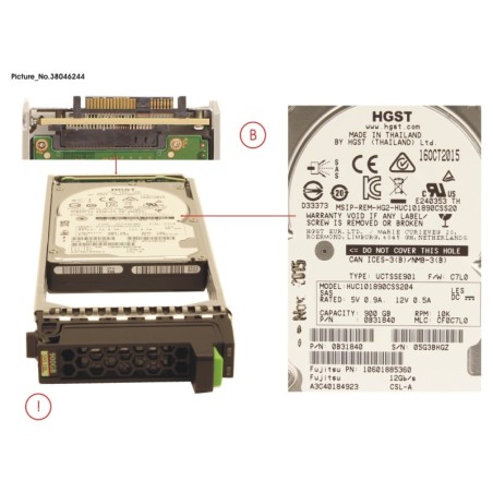 38046244 - JX40 S2 HD DRIVE SAS 900GB 10K 12G 512N