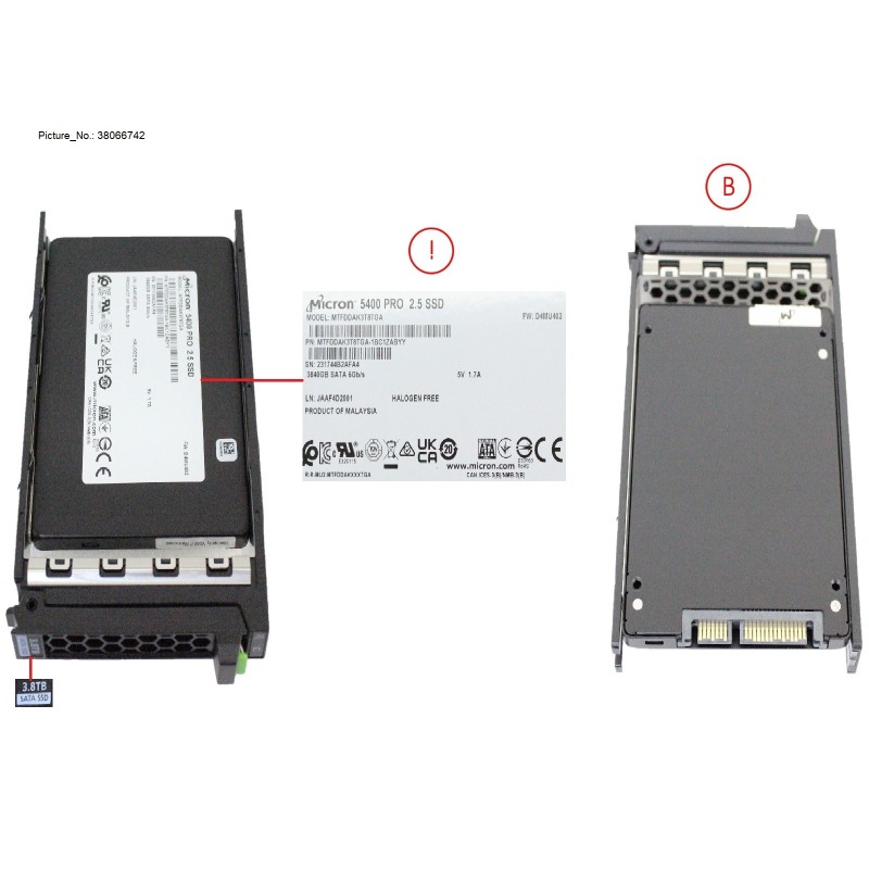 38066742 - SSD SATA 6G RI 3.84TB IN SFF SLIM