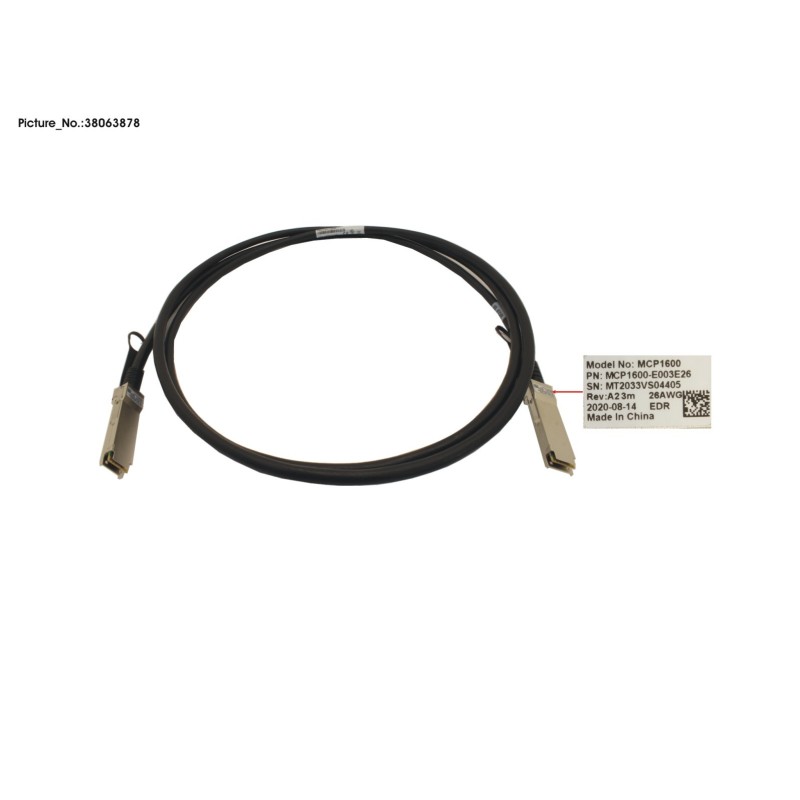 38063878 - MELLANOX COP. CABLE. 100GB.S. QSFP.LSZH.