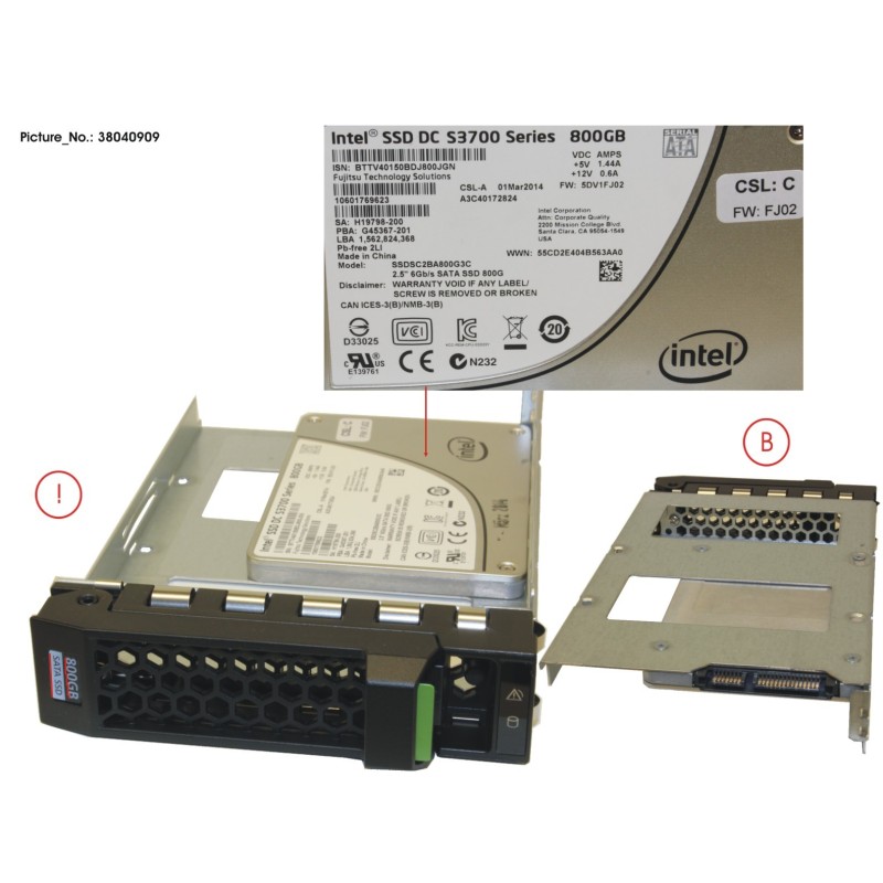 38040909 - SSD SATA 6G 800GB MAIN 3.5  H-P EP