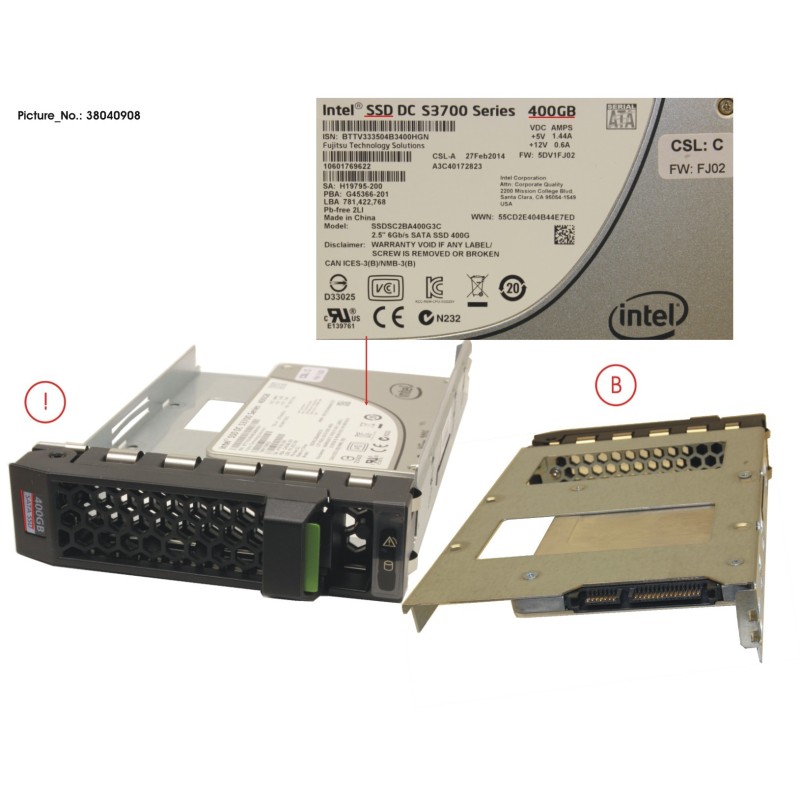 38040908 - SSD SATA 6G 400GB MAIN 3.5  H-P EP