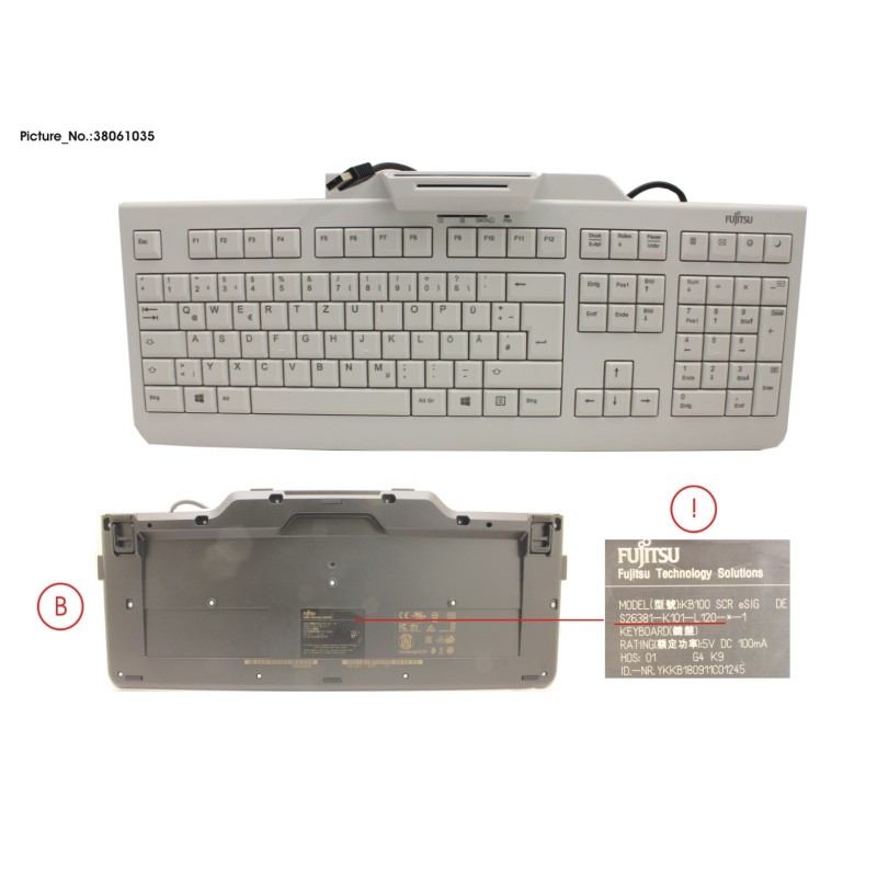 38061035 - SMARTCARD-KEYBOARD KB100 SCR DE