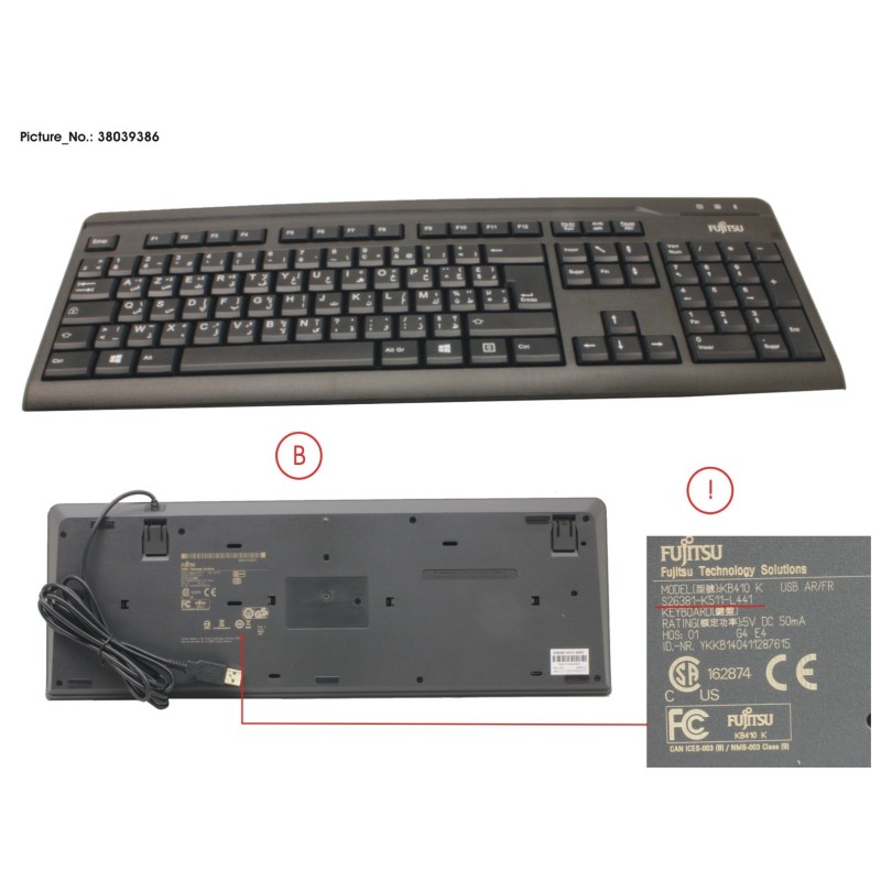 38039386 - KB410 USB BLACK AR.FR