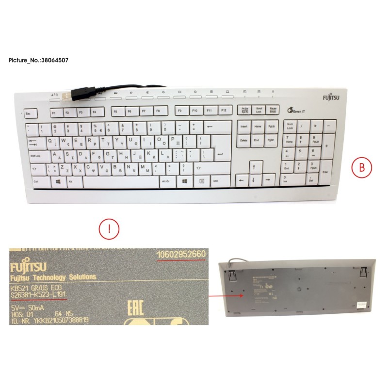 38064507 - KEYBOARD KB521 GR.US ECO