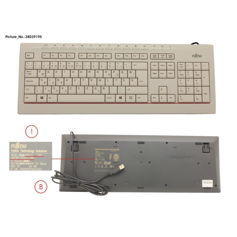 38039195 - KEYBOARD KB521 TR.F
