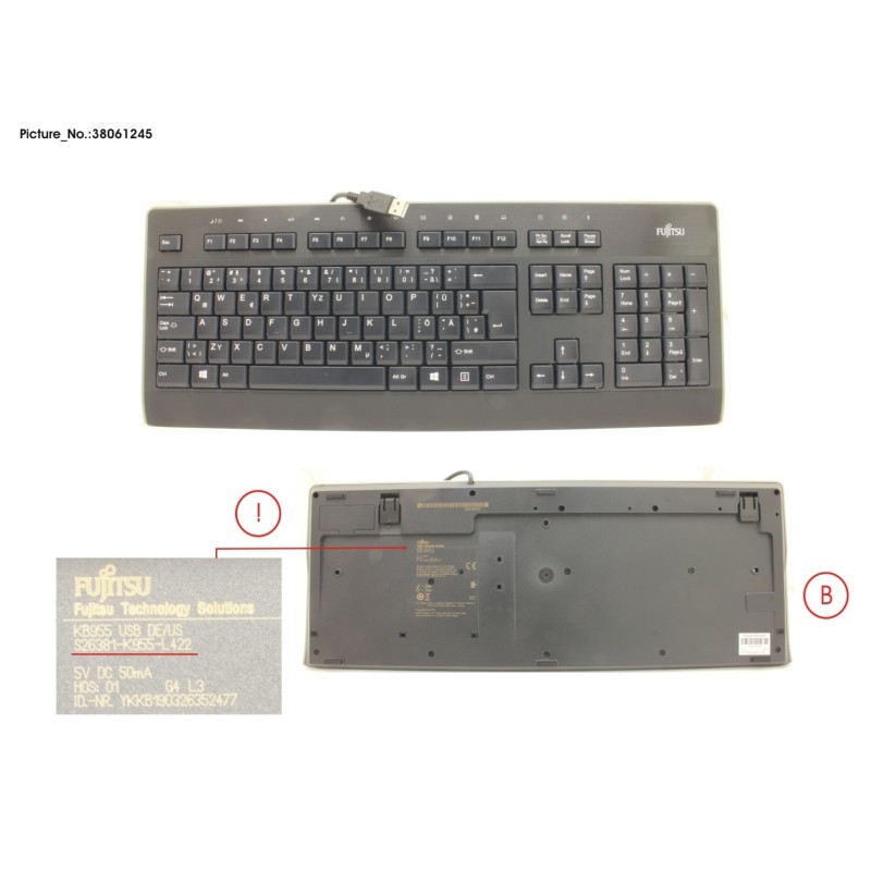 38061245 - KEYBOARD KB955 USB DE.US