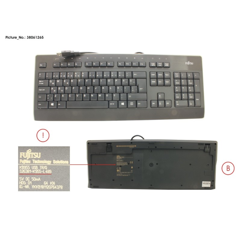 38061265 - KEYBOARD KB955 USB TR.Q