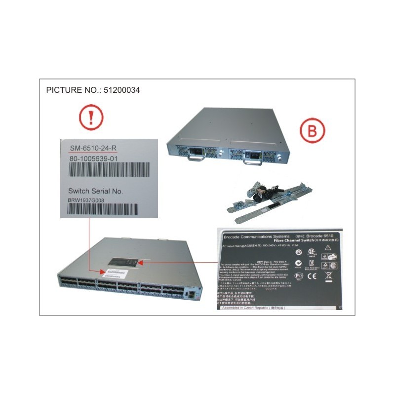 34034878 - BROCADE 6510. 24P. 0 SFP. SIDE EX. AIR