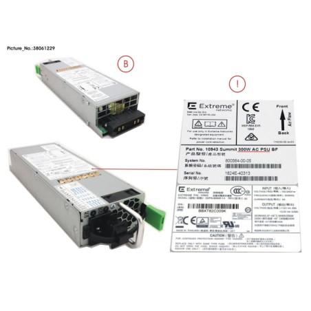 38061229 - 300W AC PSU. BACK TO FRONT AIRFLOW