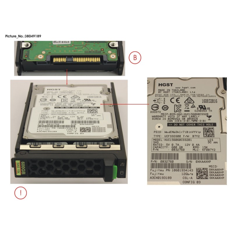 38049189 - HD SAS 12G 600GB 15K 512N SED H-PL 2.5