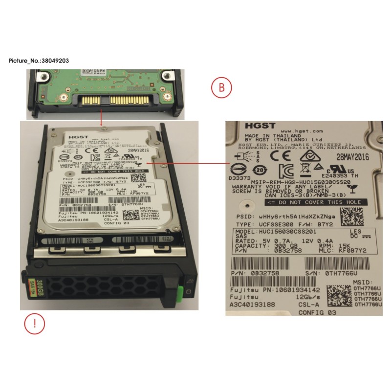 38049203 - HD SAS 12G 300GB 15K 512N SED H-PL 2.5