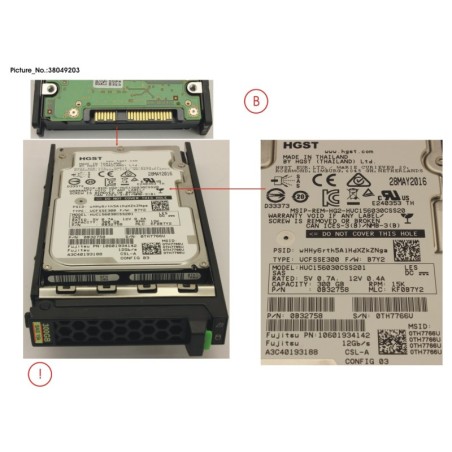 38049203 - HD SAS 12G 300GB 15K 512N SED H-PL 2.5