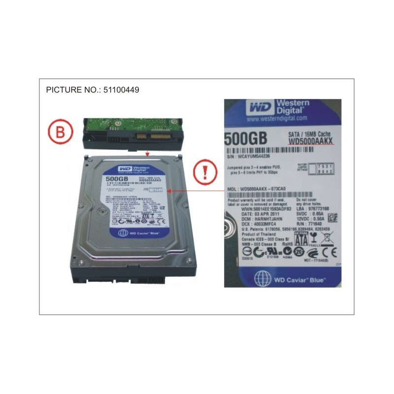 34032656 - HDD 500GB SATA S3 7.2K 3.5