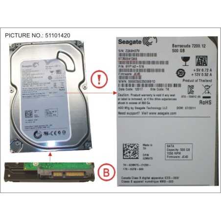 34033491 - HDD 500GB SATA S3 7.2K 3.5