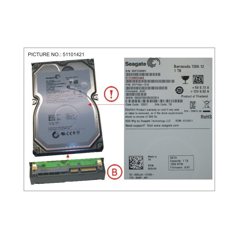 34033492 - HDD 1TB SATA S3 7.2K 3.5