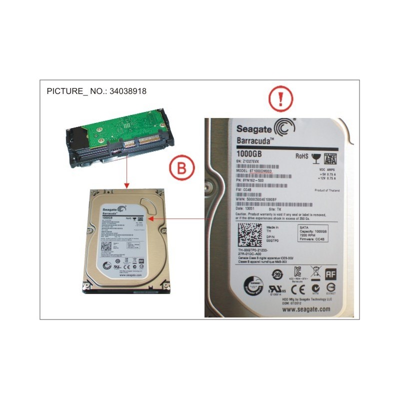 34038918 - HDD 1TB SATA S3 7.2K 3.5  4K-AF