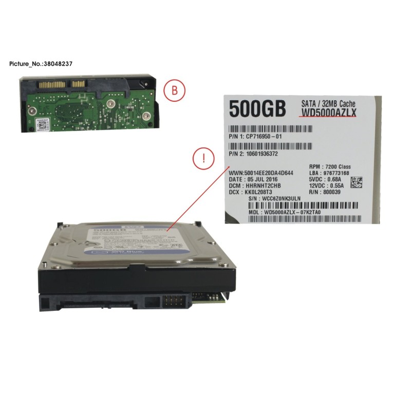 38048237 - HDD 500GB SATA S3 7.2K 3.5  4K