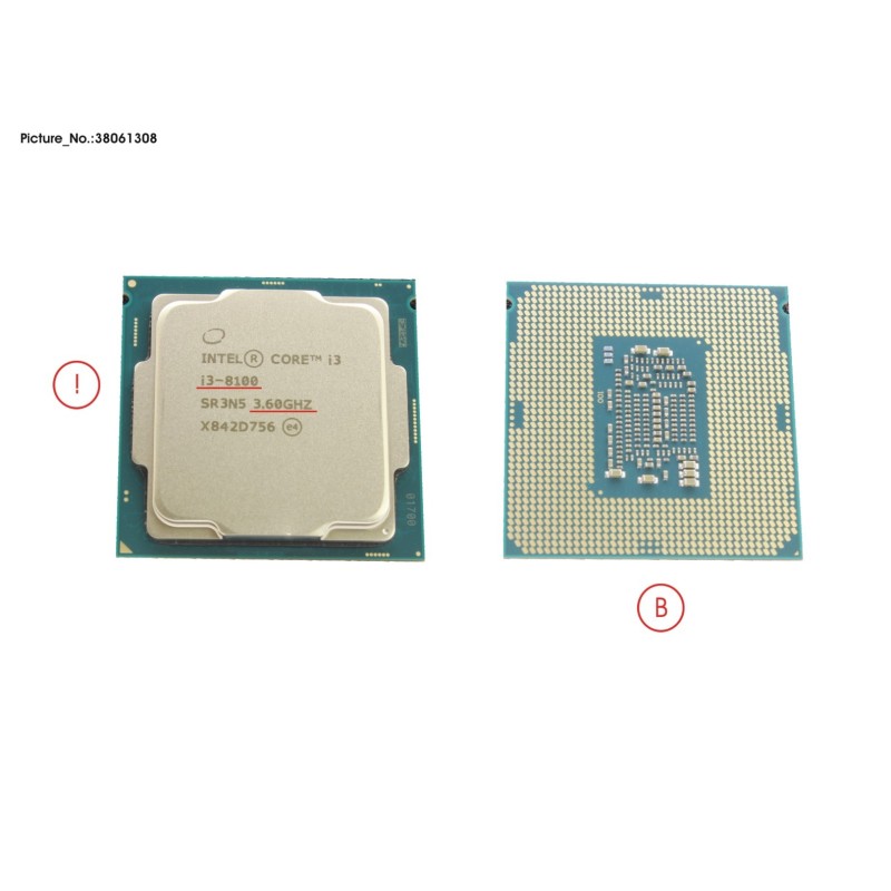 38061308 - CPU CORE I3-8100 3.6GHZ 65W
