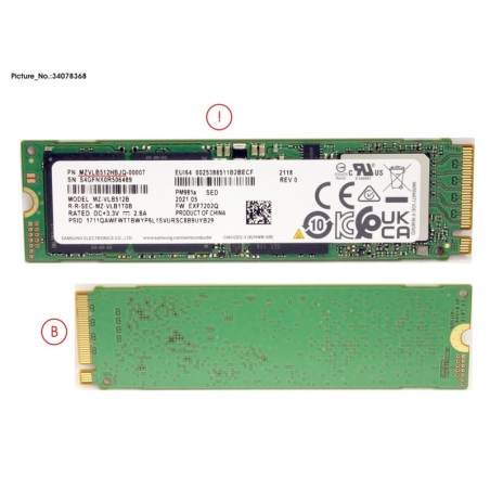 34078368 - SSD PCIE M.2 2280 512GB PM981A (SED)