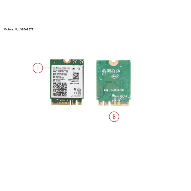 38062577 - WLAN INTEL AX200 NGWG.NV. 2230 2X2