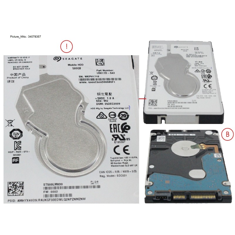 34078357 - HDD 500GB SATA S3 5.4K 2.5