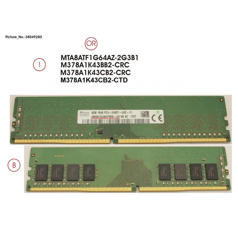 38049285 - MEMORY 8GB DDR4-2400 UD