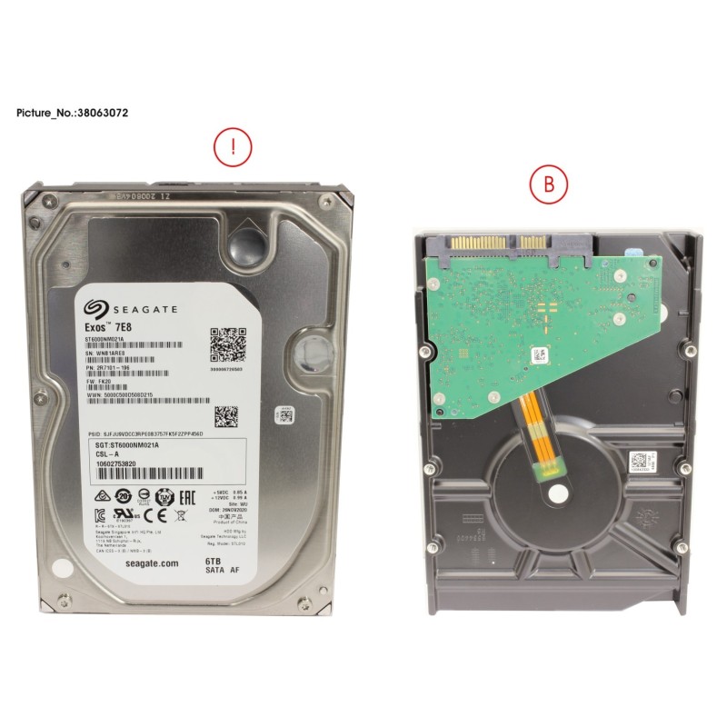 38063072 - HD SATA 6G 6TB 7.2K 512E N H-P 3.5  BC