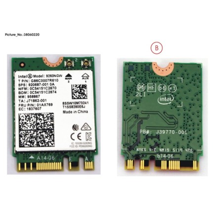 38060220 - INTEL DUAL BAND WIRELESS-AC 9260. 2230