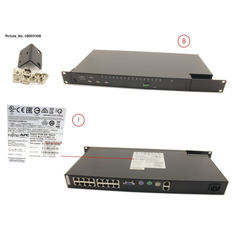 38059308 - CONSOLE SWITCH KVM1116P.DIG. VM. 1U