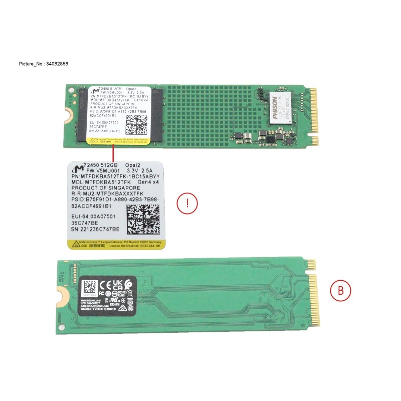 34082858 - SSD PCIE M.2 2280 512GB 2450 (SED)