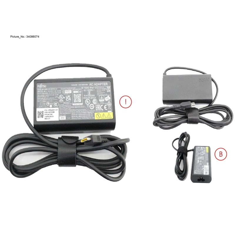 34086074 - AC-ADAPTER 19V 65W (3PIN. TYPE-C) UKCA