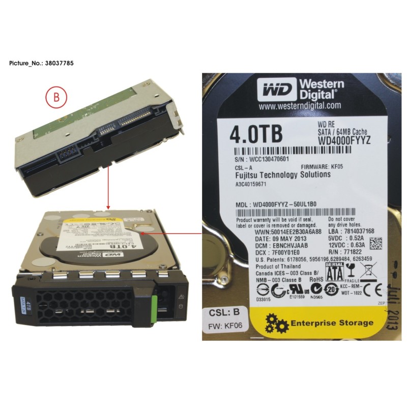 38037785 - HD SATA 6G 4TB 7.2K HOT PL 3.5   BC