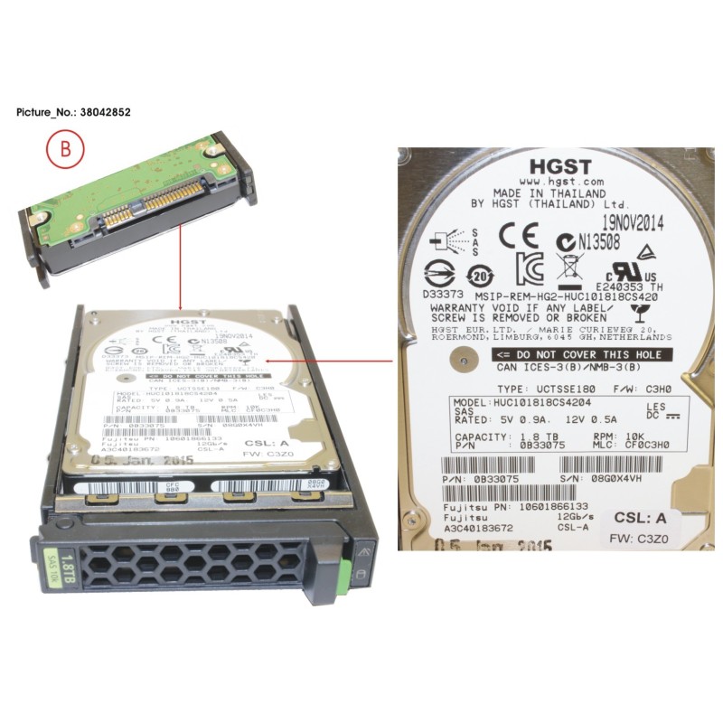 38042852 - HD SAS 12G 1.8TB 10K 512E HOT PL 2.5  EP