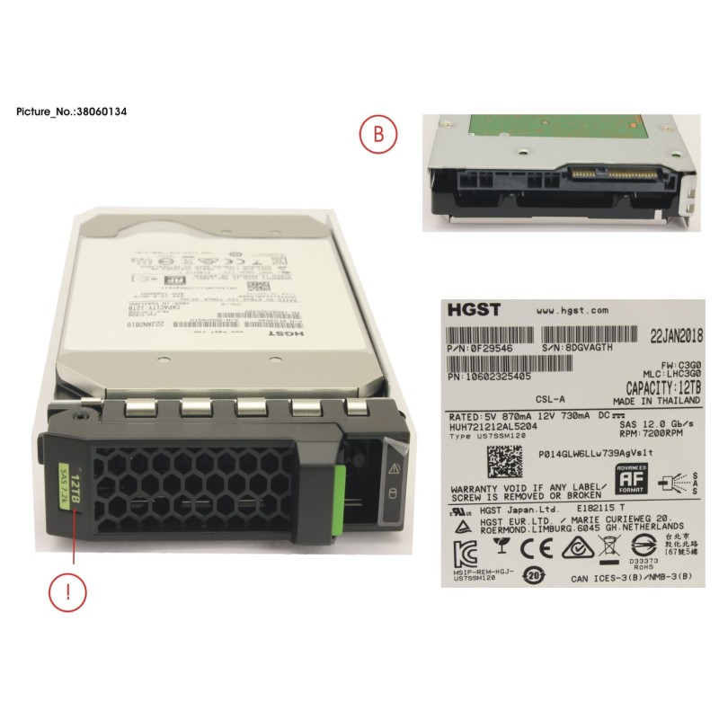 38060134 - HD SAS 12G 12TB 7.2K 512E HOT PL 3.5  BC