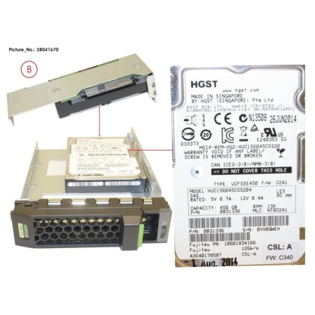 38041670 - HD SAS 12G 450GB 15K HOT PL 3.5  EP