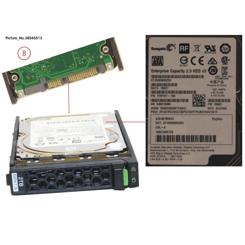 38045513 - HD SATA 6G 2TB 7.2K 512E HOT PL 2.5  BC