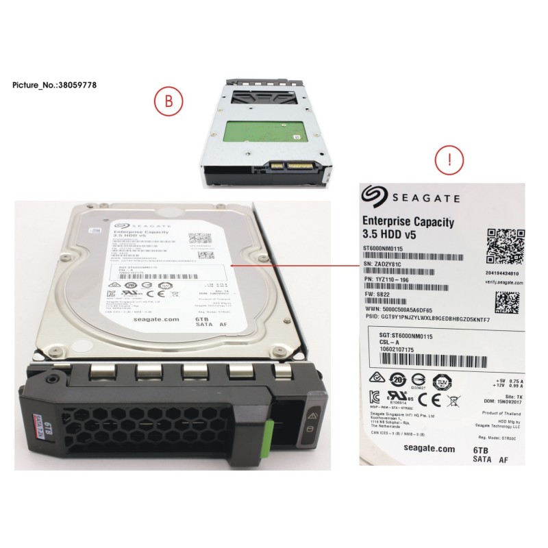 38059778 - HD SATA 6G 6TB 7.2K 512E HOT PL 3.5  BC