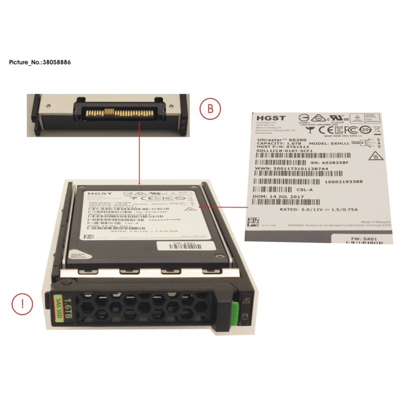 38058886 - SSD SAS 12G 1.6TB MIXED-USE 2.5  H-P EP
