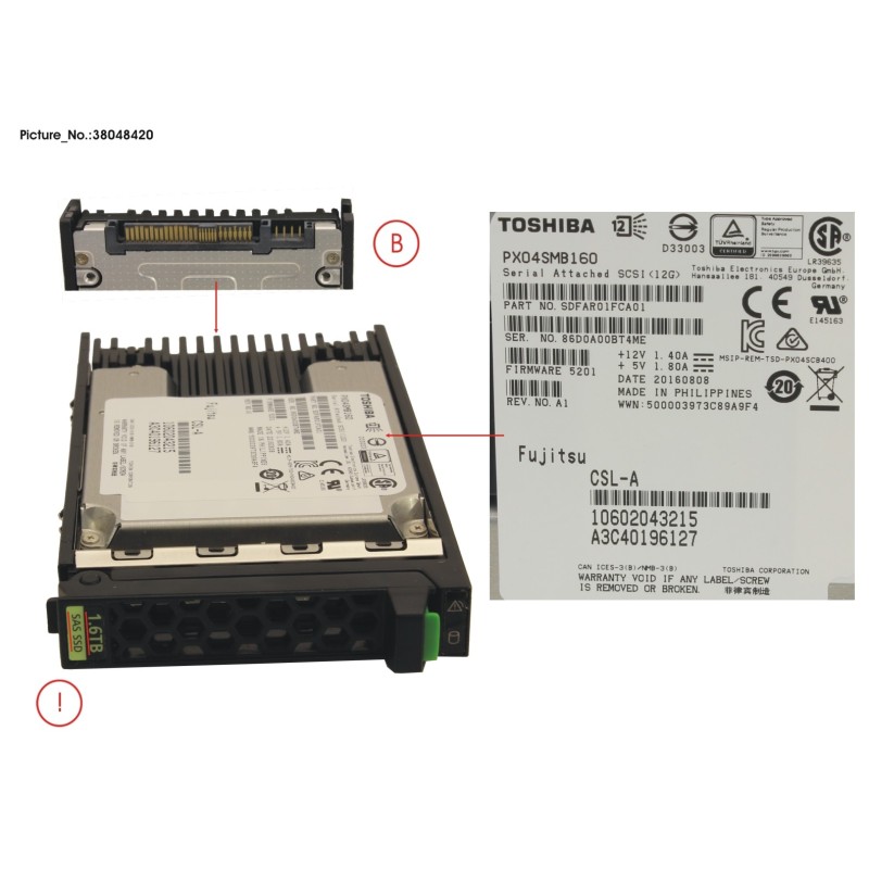 38048420 - SSD SAS 12G 1.6TB WRITE-INT. 2.5  H-P EP