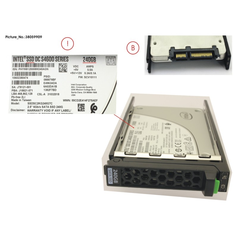 38059909 - SSD SATA6G 240GB MIXED-USE 2.5  HP S4600