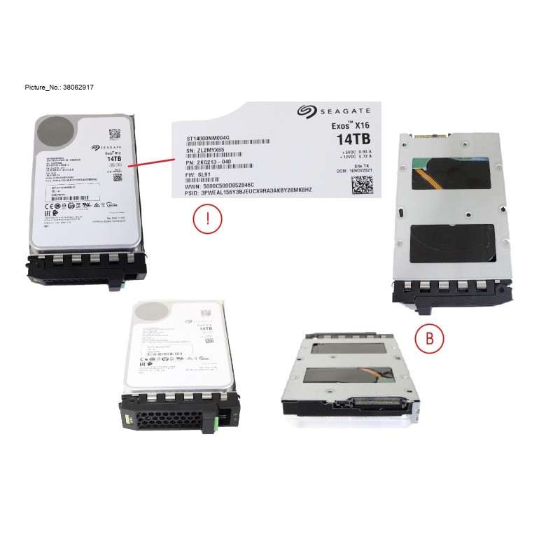38062917 - HD SAS 12G 14TB 7.2K 512E SED H-PL 3.5
