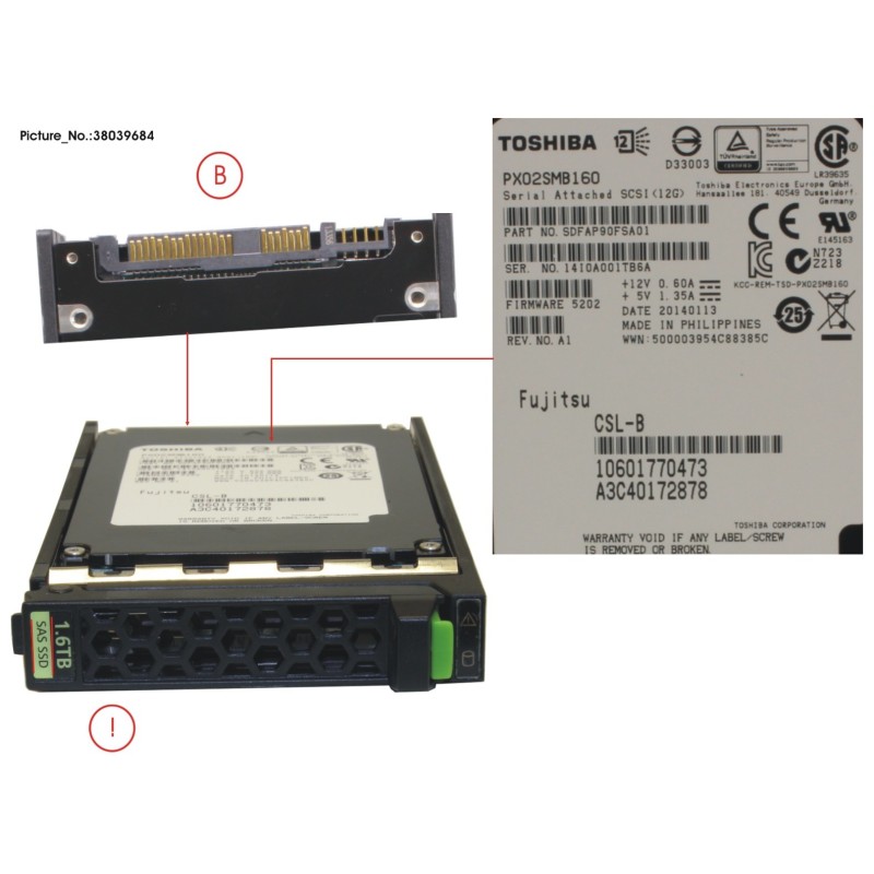 38039684 - SSD SAS 12G 1.6TB MAIN 2.5  H-P EP